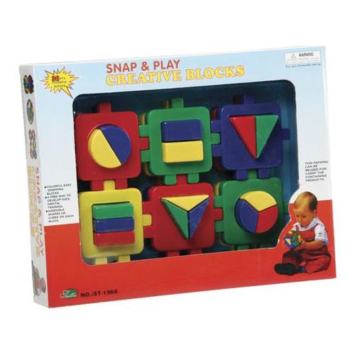 Snap & Play Creative Blocks - BPA-Free Plastic - Assorted Colours - 4 Pack