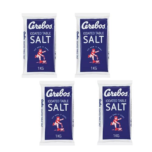 Cerebos Iodated Table Salt Refill Pouches (4x1kg)