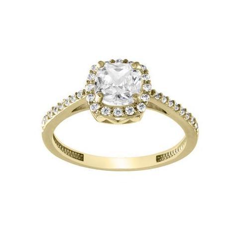 Art Jewellers 9ct Yellow Gold Cushion Cut C.Z Solitaire Ring - Size N