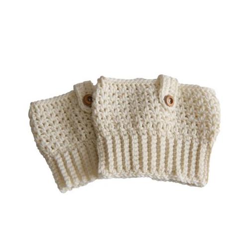 Handmade Crochet Merino Wool Boot Cuffs - Cream Colour