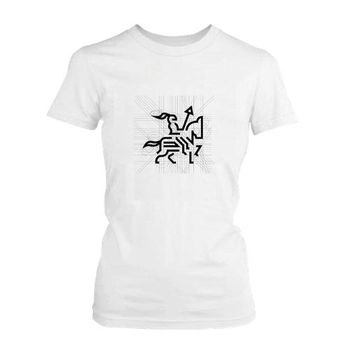 PepperSt Ladies White T-Shirt - Grid Design Knight