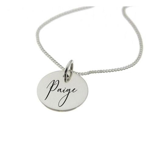 ""Paige" Personalised Engraved Necklace in Sterling Silver"