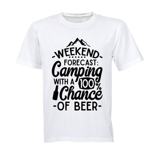 Weekend Forecast - Camping & Beer - Mens - T-Shirt - White