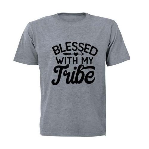Blessed with my Tribe! - Mens - T-Shirt - Grey