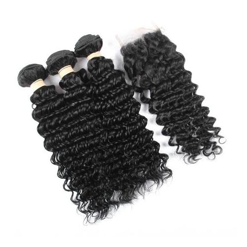 Deep Water 14 inches x3 Human Weaves and Closure