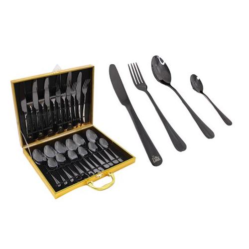 LMA Cutlery Set & Storage Case - Charcoal Black Finish - 24 Piece