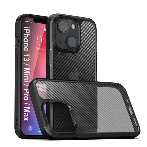 ORRO iPhone 13 Series Mini/Pro/Max Carbon Fibre Clear Back Black Case