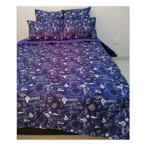 5 Piece Blue Paris Quilted Comforter Set