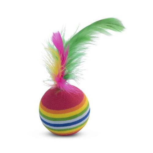 Pet Mall-Interactive Cat Toy-With Feather-Rubber Ball-Multicoloured-4 Pack