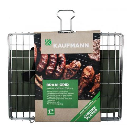 Kaufmann Braai Grid Adjustable Chr/Plated Box Med