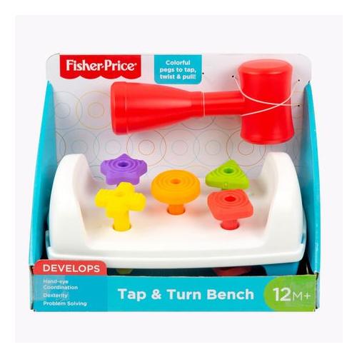 Fisher-Price Toddler Toy Tap & Turn Bench Pretend Tools 2-Sided Construction Set for Ages 1+ Years