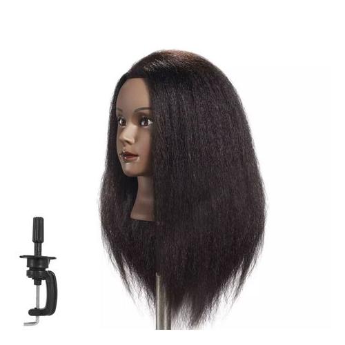 Mannequin Head with Human Hair 100% Real Hairdresser and table clamp stand