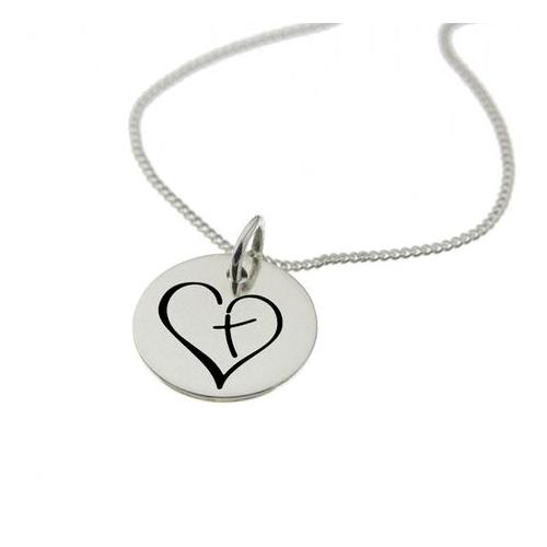 Cross in Heart Engraved Necklace