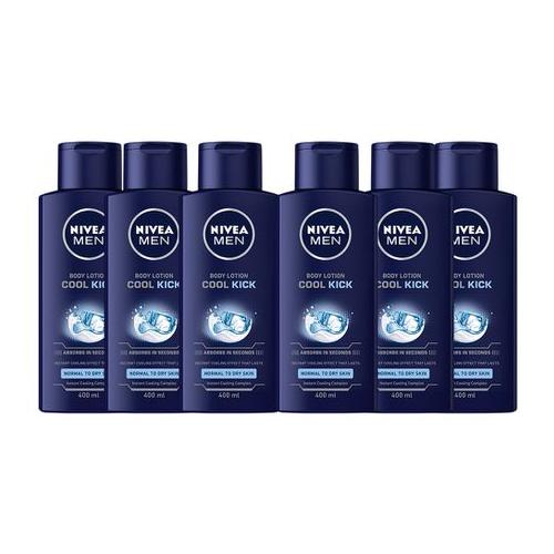 NIVEA MEN Cool Kick Body Lotion with Instant Cooling Complex, 6x400ml