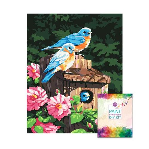 Easy Craft Paint by Number DIY Kit, 50x40cm- Bird House in Flowers