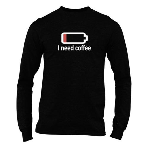 Need Coffee Mens Long-Sleeve Black