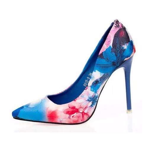 Women's Floral Printed High Heeled Shoes
