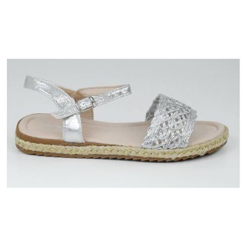 Kweeny Girls Lssx291 Weaved Sandals Silver 2