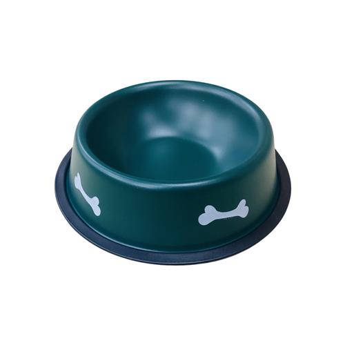 Green Stainless Steel Bowl Small with Bone Picture for Dogs and Cats