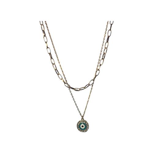 Two Tiered Evil Eye Gold Necklace