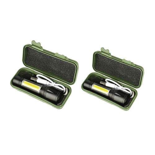 Aluminium Alloy USB Rechargable Mini Torch with Zoom Function - 2 set