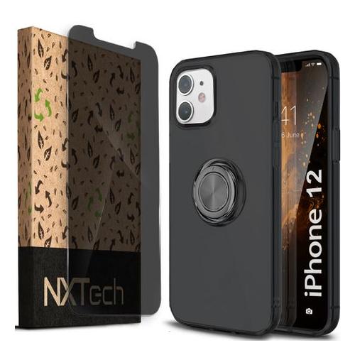 NXTech iPhone 12 Smoky Black Ring Case & Privacy Glass Combo