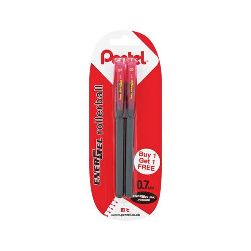 Pentel Energel Pen 0.7mm Red+1free