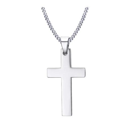 Solid Stainless Steel Necklace & Cross Pendant Set