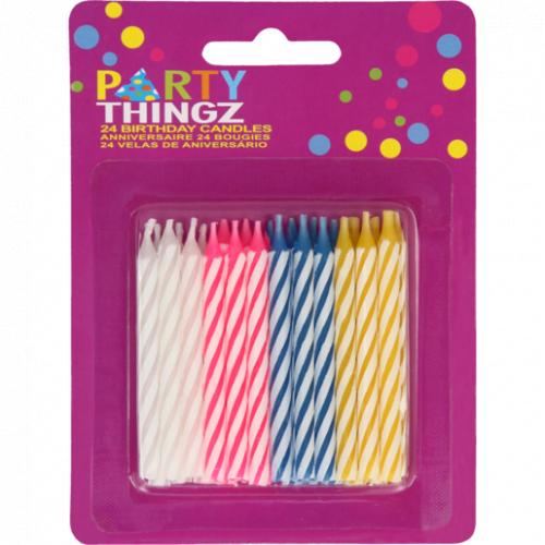 Party Thingz Multicoloured Birthday Candles 24 Pack