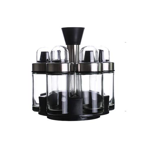 CTS - 6 Piece/ Set Glass Spice Jar 360 Rotating Seasoning Box -Set A