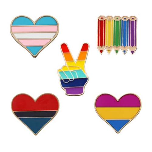 Fashion Pride LGBTQ Non-Binary Retro Badge Pins - Set of 5