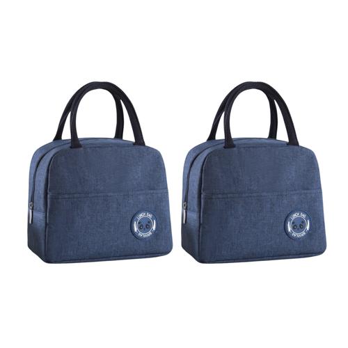 2 Pack Thermal Insulated Lunch Bag with Front Pocket
