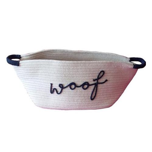 White and Navy Woof Rope Woven Bag for Storage