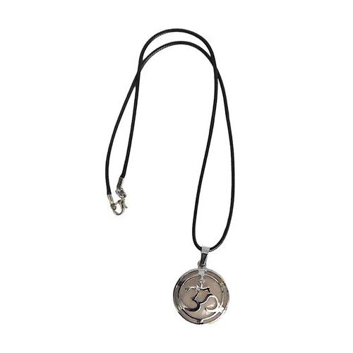 SKA Gemstones Necklaces- Rose Quartz Stone Round Om Mantra Pendant