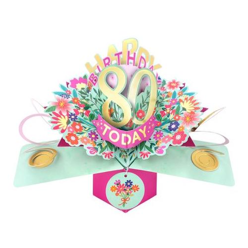 Happy 80th Birthday 3D Pop Up Card - Female