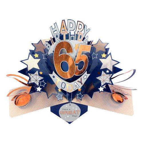 Happy 65th Birthday 3D Pop Up Card - Male