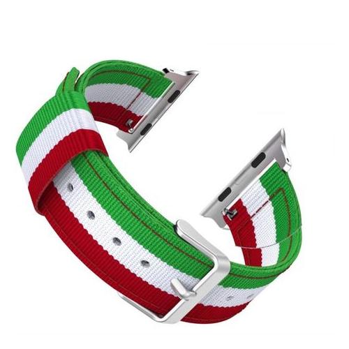 SSA Nylon Stretch Watch Band For Apple Watch 38/40MM - Green, Red & White