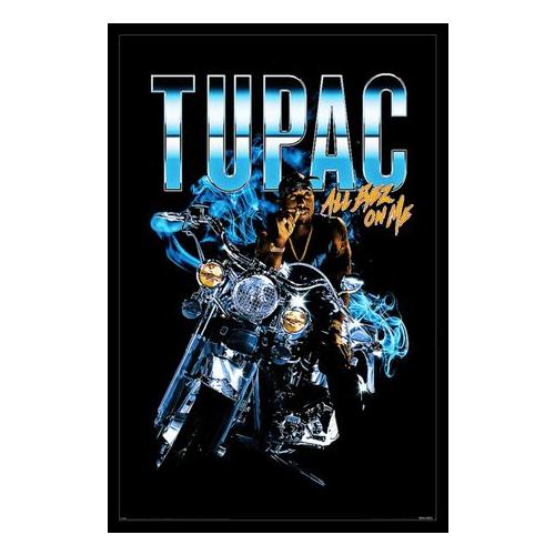 Tupac Shakur (All Eyez Motorcycle) Poster with Black Frame