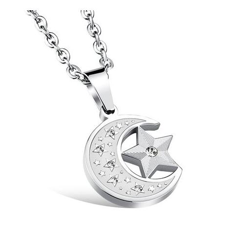 NL-GX1078 Stainless Steel Moon & Star Necklace