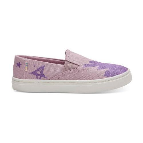 Toms Youth Lilac Glitter Star Canvas Luca Slip On