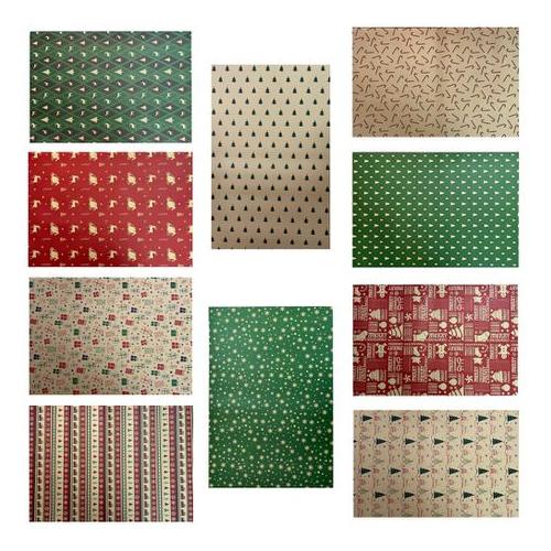 Craft Jolly Christmas Gift Wrap Set Of 10 Squares Wrapping Paper (50x70cm)