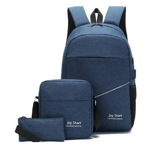 3 Pieces Laptop Storage Backpack School Shoulder Bag - Blue