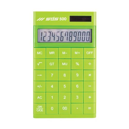 SDS 500 12 Digit Desktop Calculator - Dual Powered - Green
