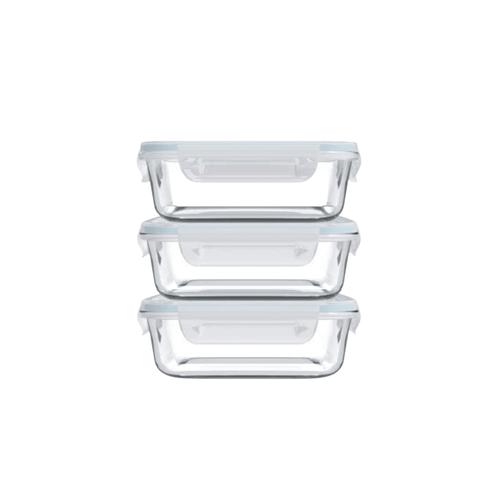 1 Litre Heat-Resistant Glass Food Containers - 3 Pack