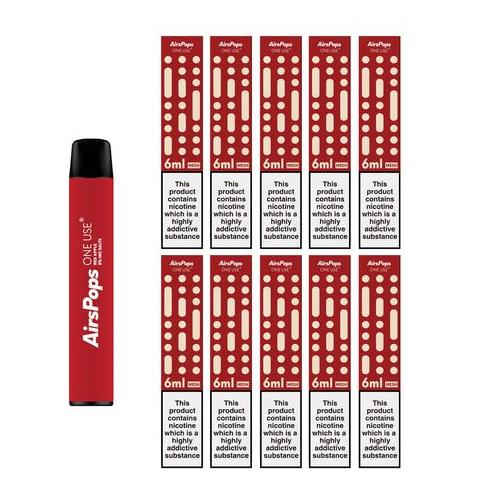 AirsPops Pack x 10 Disposable device - Red Apple 6ml