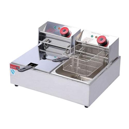 Stainless Steel Commercial Electric Double Deep Fryer - 6 Litre