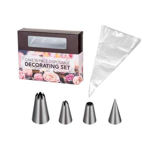 50 Pieces Thickened Cake Decorating Set Disposable Pastry Bag Piping Tip & Bag