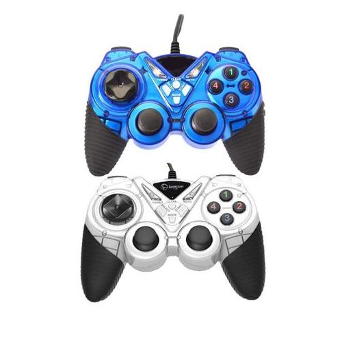 Twins USB Controller Joystick for PC with Double Shock white and Blue-B0014