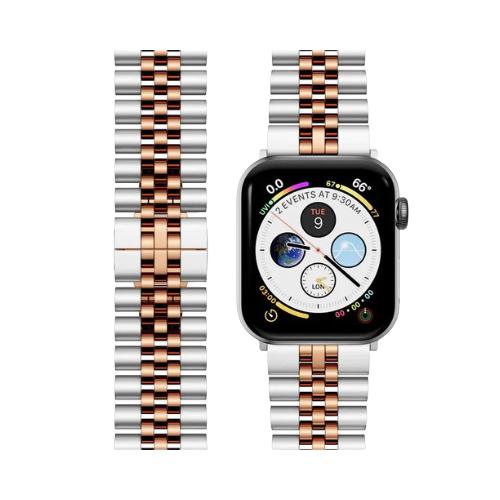 Luxury Stainless Steel Jubilee Bracelet for Apple Watch - Silver Rose