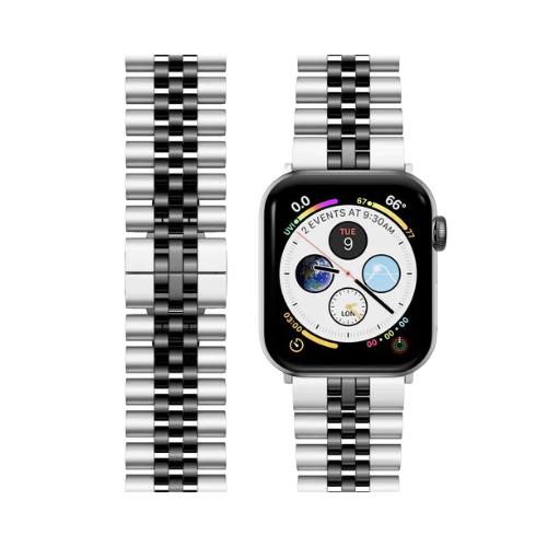 Luxury Stainless Steel Jubilee Bracelet for Apple Watch - Silver Black